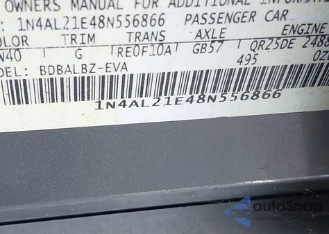 2008 Nissan Altima 2.5 S from USA, damaged, VIN 1N4AL21E48N556866